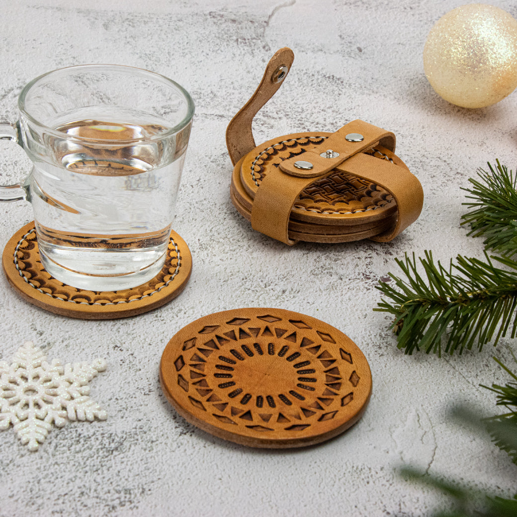 Holiday Leathercraft- #7 Stamped Leather Coasters