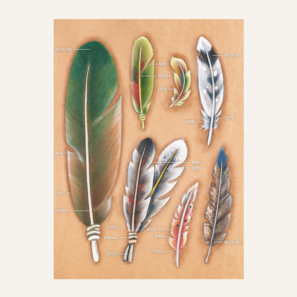 Feather Trace Pattern Ivan Leathercraft MakerAid® Feathers Easy Trace Reusable Pattern