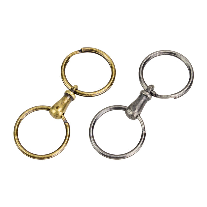 Ivan Leathercraft [FINAL SALE] Steel Double Key Ring with Brass Connec
