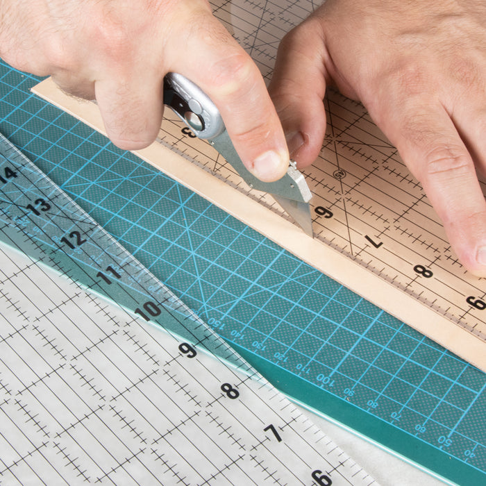 A4 Cutting Mat 12 x 9 Dark Green Craft Mat Non-Slip Cutting Board with 8  Stainless Steel Ruler for Sewing Quilting 